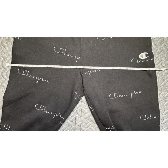 Champion Reverse Weave All Over Logo Print Black Boy 60% cotton Joggers Pants XL - Picture 5 of 11